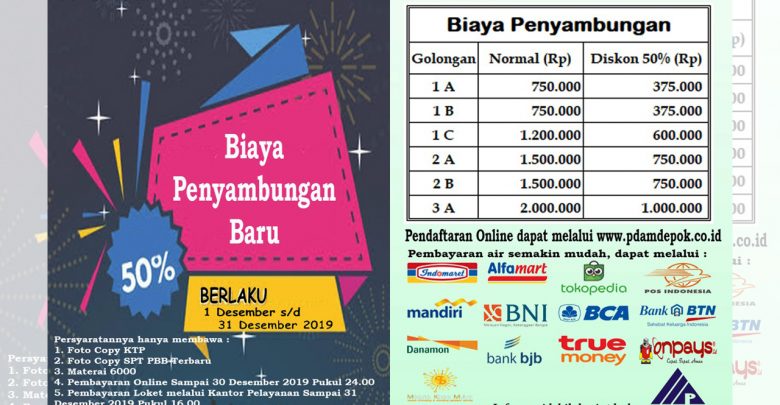 PDAM Kota Depok Mengadakan Program Diskon 50% Akhir Tahun 2019.