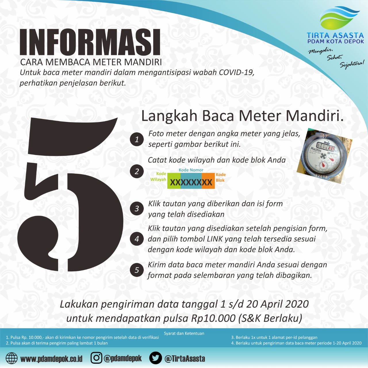 Kurangi Kegiatan Lapangan, PDAM Depok Gelar Program Baca Meter Mandiri