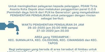 Siap-Siap Senin Depan, PDAM Tirta Asasta Hentikan Aliran 24 Jam