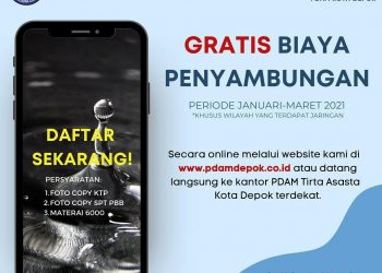 Wow, PDAM Depok Lanjutkan Promo Gratis Januari-Maret 2021