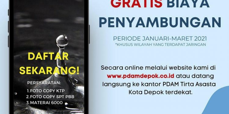 Wow, PDAM Depok Lanjutkan Promo Gratis Januari-Maret 2021