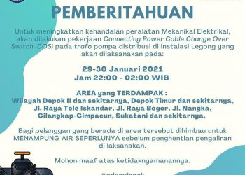 Siap-Siap, PDAM Tirta Asasta Hentikan Sementara Aliran Air