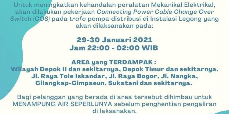 Siap-Siap, PDAM Tirta Asasta Hentikan Sementara Aliran Air