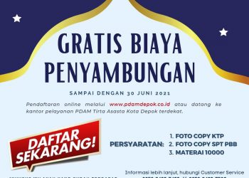 Promo Sambungan Baru Gratis PDAM Depok Masih Berlangsung Hingga Akhir Juni