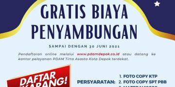 Promo Sambungan Baru Gratis PDAM Depok Masih Berlangsung Hingga Akhir Juni