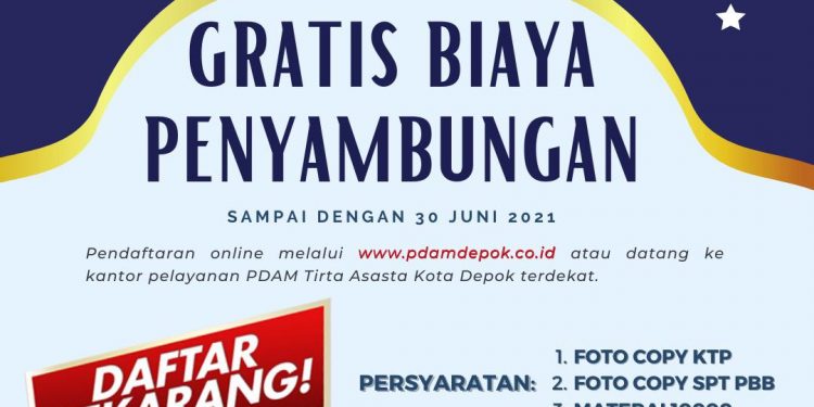 Promo Sambungan Baru Gratis PDAM Depok Masih Berlangsung Hingga Akhir Juni