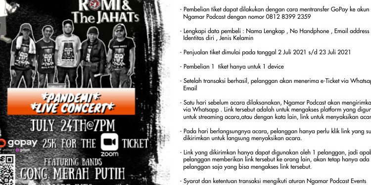 24 Juli Konser Virtual ROMI & The JAHATs dan Gong Merah Putih