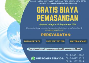 Sambut HUT Ke 10, PDAM Depok Gratiskan Sambungan Baru Hingga 30 September 2021