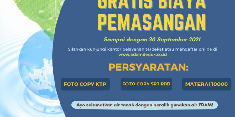 Sambut HUT Ke 10, PDAM Depok Gratiskan Sambungan Baru Hingga 30 September 2021